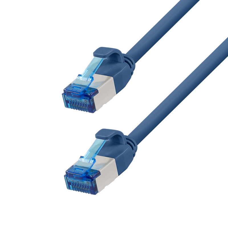 Cat.6A SLIM S/FTP LSZH patch cable, blue, 0.25 m — 1