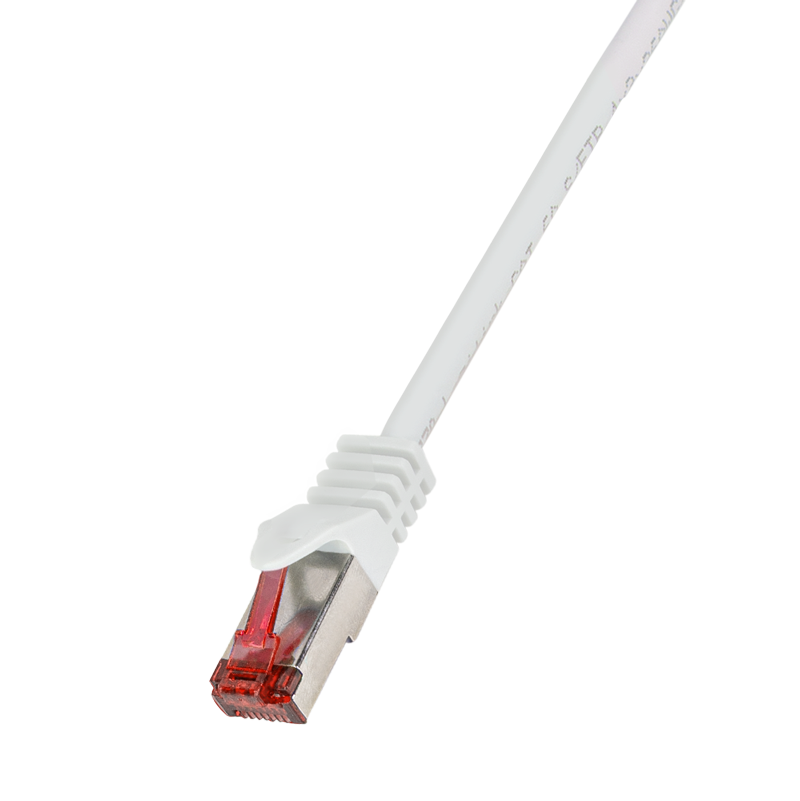 Cat.6 S/FTP RJ45 patch cable, white, 1 m