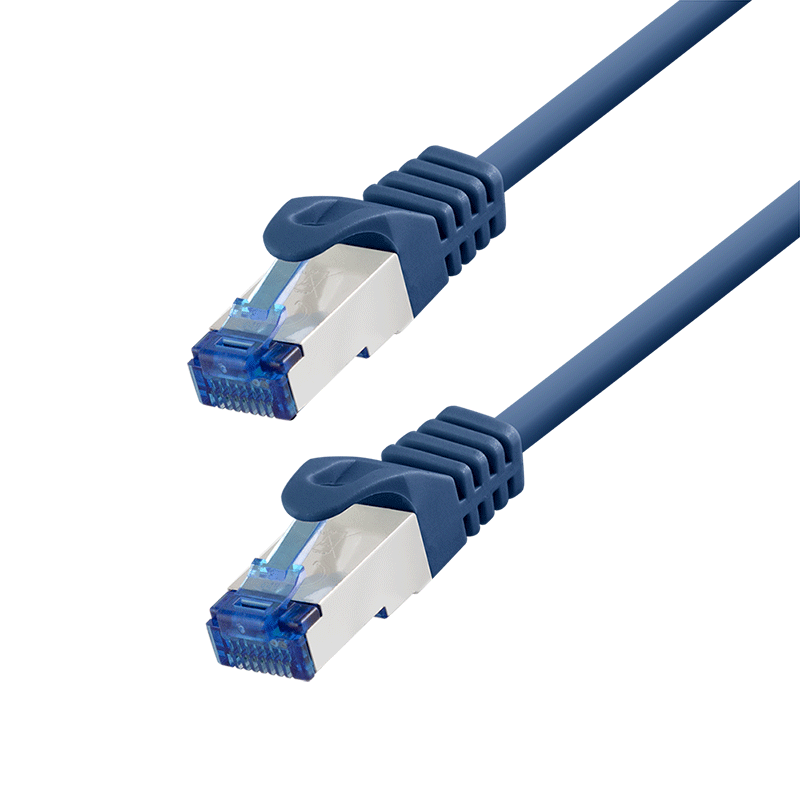 Cat.6A S/FTP RJ45 patch cable, blue, 0.5 m