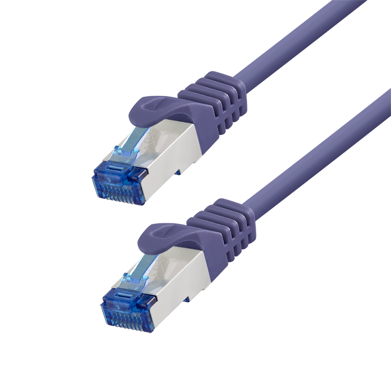 Cat.6A S/FTP RJ45 patch cable, purple, 2 m