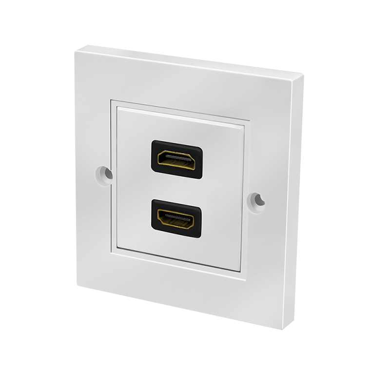 2-portowa płytka ścienna HDMI z 2 sprzęgaczami HDMI-A F/F, biała