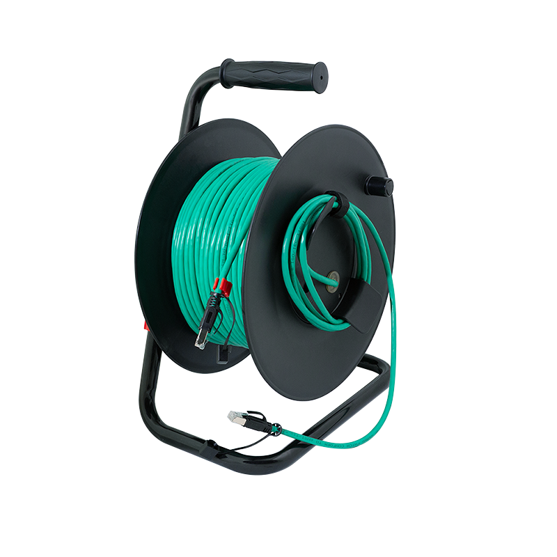 Mobile Cat.6A S/FTP cable reel with 80 m patch cord — 1