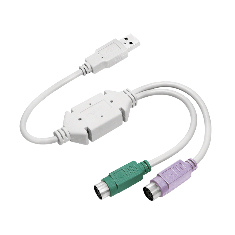 Adapter USB do 2x Mini-DIN 6 (PS/2), szary, 0,3 m