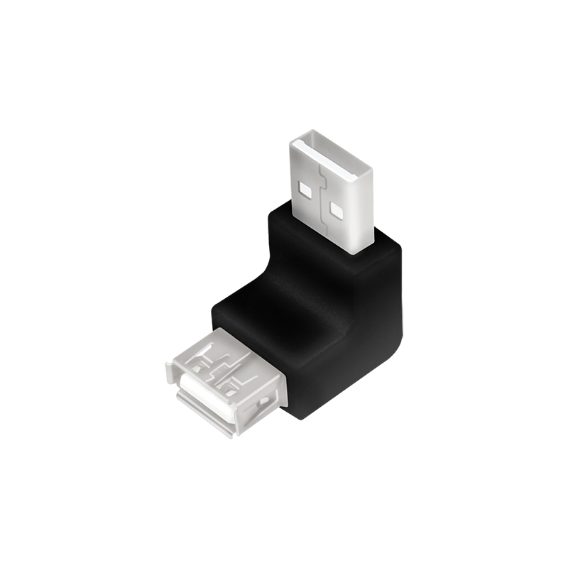 Adapter USB 2.0 90° A męski do A żeński, 480 Mb/s, czarny