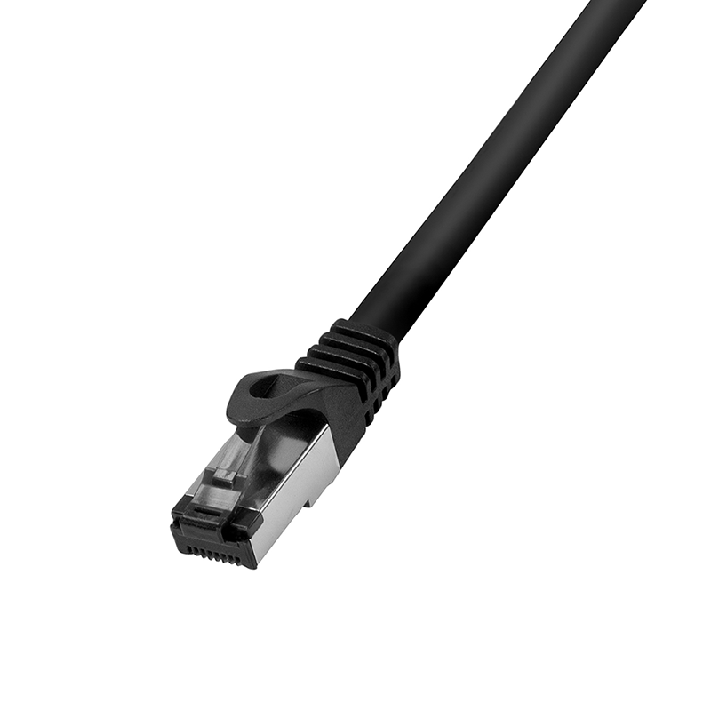 Shielded Cat.8.1 S/FTP round patch cable, black, 20 m — 1