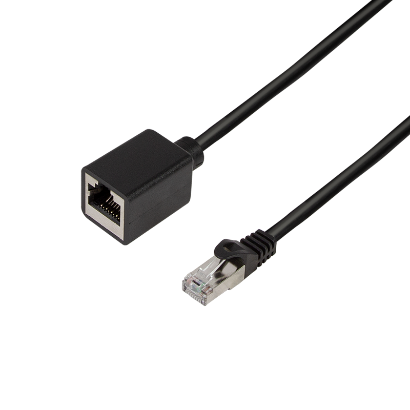 Cat.6A S/FTP patch cable extension, black, 1 m