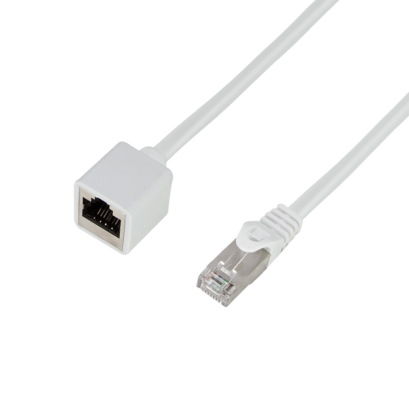 Cat.6A S/FTP RJ45 patch cable extension, white, 3 m