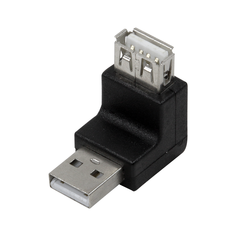 Adapter USB 2.0 kątowy 270°, A męski na A żeński, 480 Mb/s, czarny