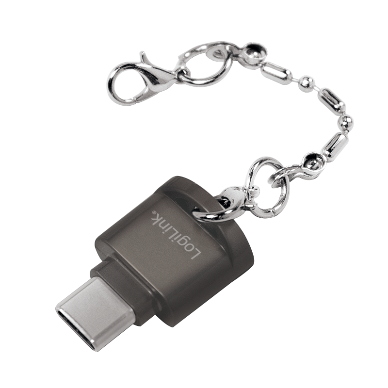 Czytnik kart microSD USB-C na breloku, czarny