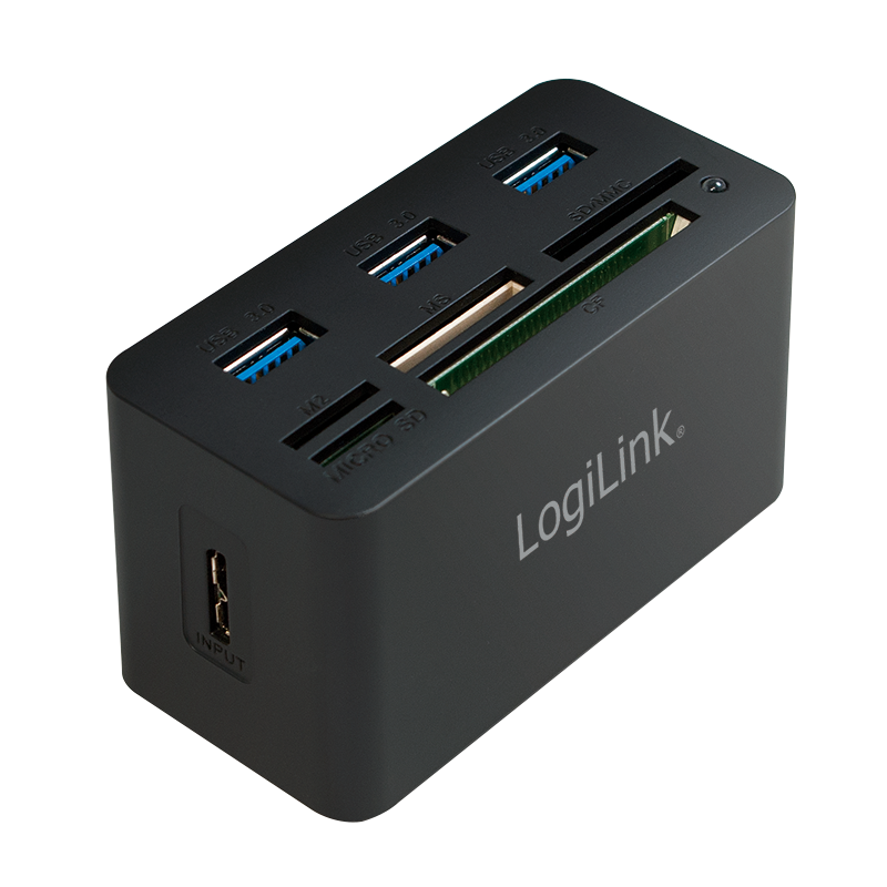Hub USB 3.0 z uniwersalnym czytnikiem kart, czarny