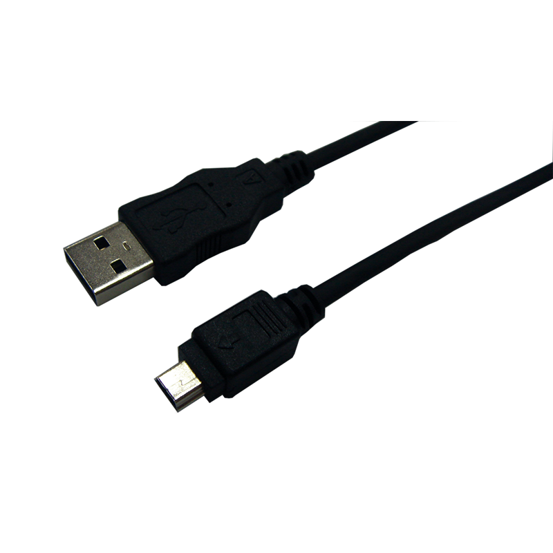 USB 2.0 cable, USB-A male to Mini-USB male, black, 1.8 m