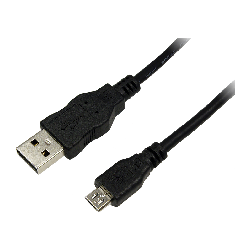 Kabel USB 2.0 USB-A męski do Micro-USB męski, czarny, 0,6 m