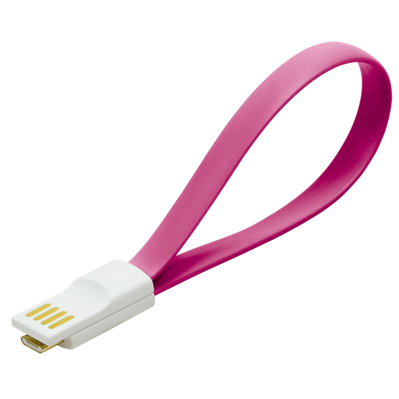 Magnetyczny płaski kabel USB 2.0 AM do Micro USB, różowy