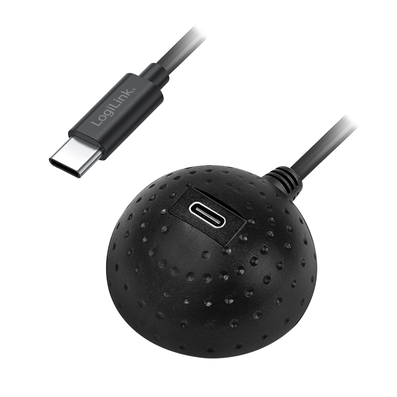USB 3.2 Gen1 Type-C cable, C/M to C/F, docking ball, 5 Gbps, black, 1.5 m