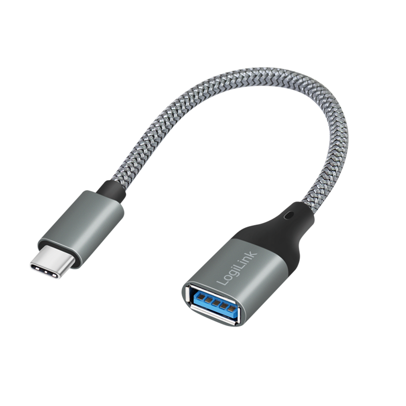 USB 3.2 Gen1 Type-C adapter, C/M to USB-A/F,5 Gbps,15W,OTG,Alu,dark grey, 0.15 m