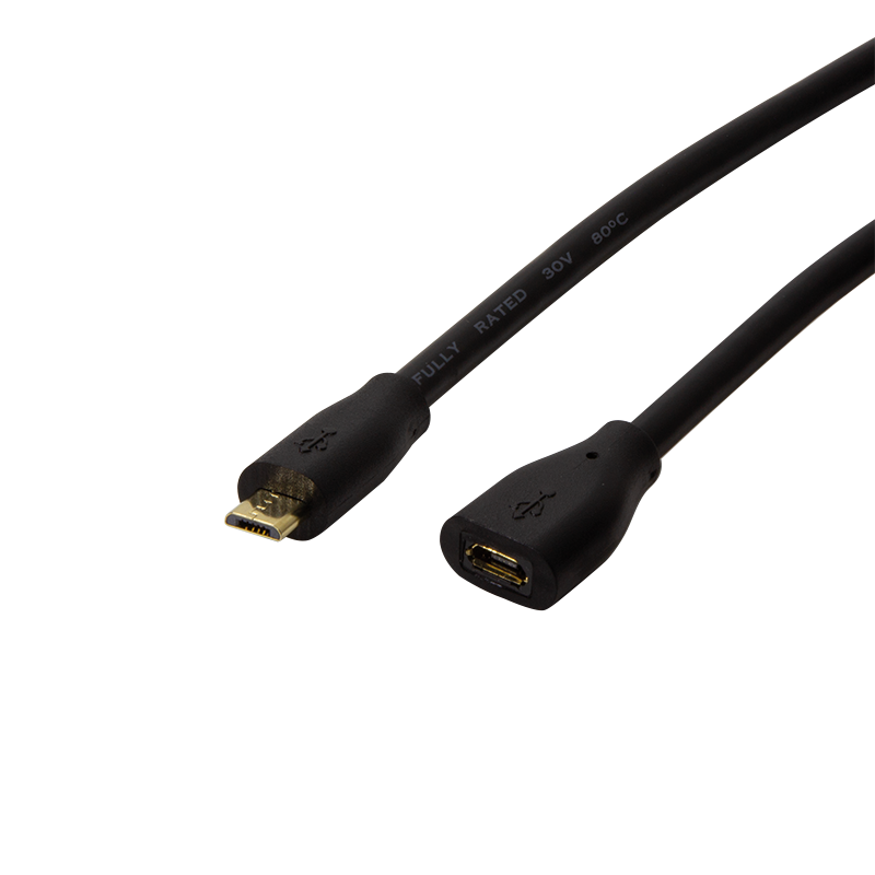 Kabel USB 2.0, wtyk Micro-USB–gniazdo Micro-USB, czarny, 3 m