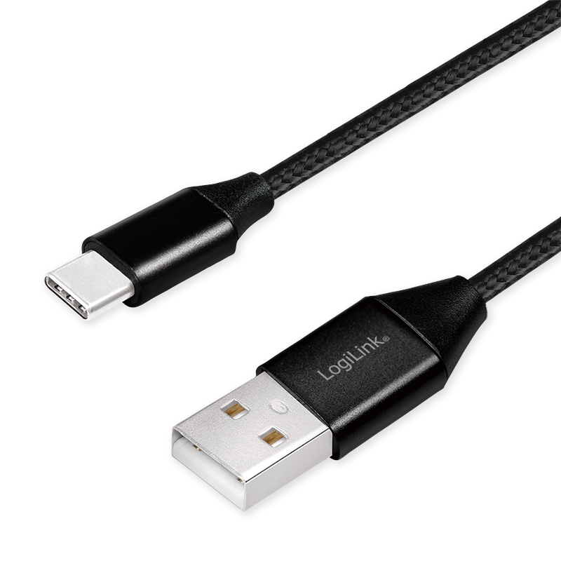 USB 2.0 Type-C cable, C/M to A/M, fabric, black, 1 m — 1