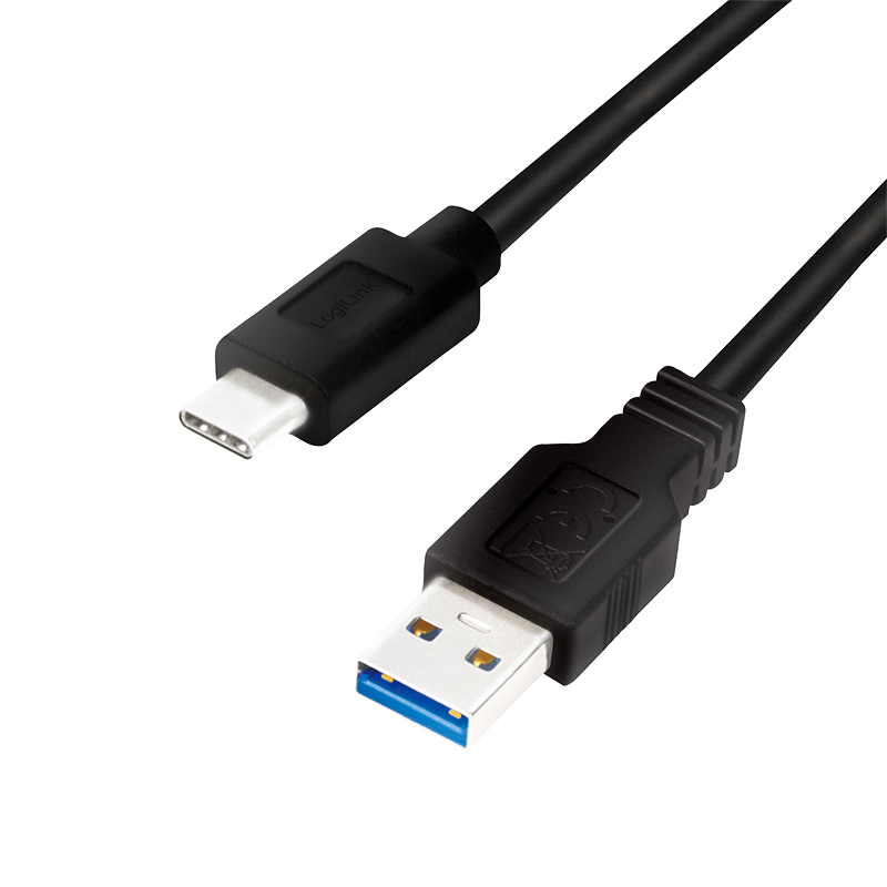 USB 3.2 Gen1 Type-C cable, C/M to A/M, 5 Gbps, 60W, black, 0.5 m