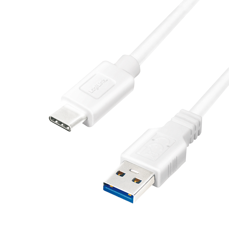 USB 3.2 Gen1 Type-C cable, C/M to A/M, 5 Gbps, 60W, white, 1 m