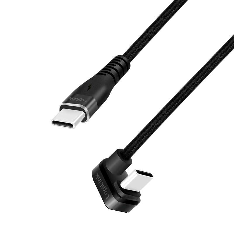 Gamingowy kabel USB 2.0 Type-C, wtyk C 180°–wtyk C, 480 Mbps, 60W, aluminium, czarny, 1 m