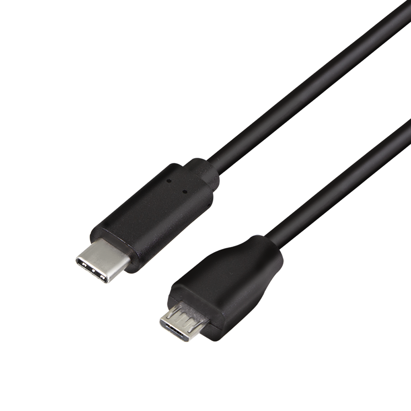 USB 2.0 Type-C cable, C/M to Micro-USB/M, black, 1 m