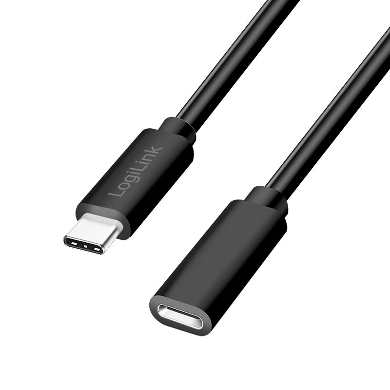 Kabel USB 2.0 Type-C, wtyk C–gniazdo C, 480 Mbps, 100W, czarny, 2 m — 1