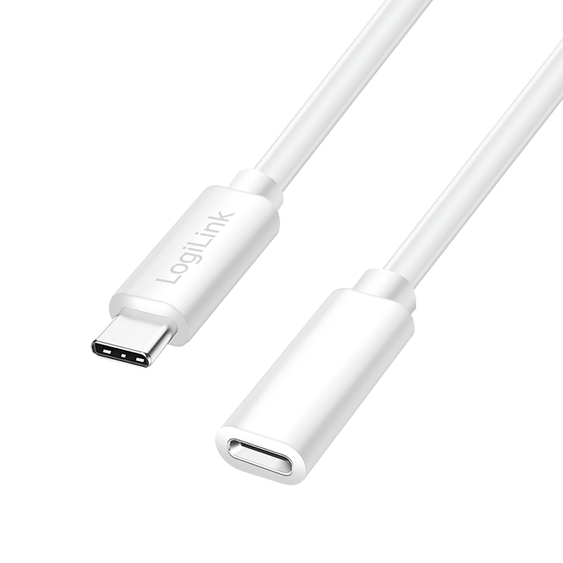 Kabel USB 2.0 Type-C, wtyk C–gniazdo C, 480 Mbps, 100W, biały, 1 m — 1