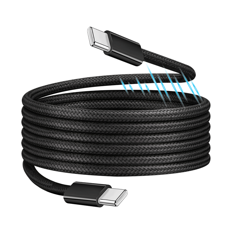 USB 2.0 Type-C cable, C/M to C/M, magnetic, 100W, nylon, black, 1 m