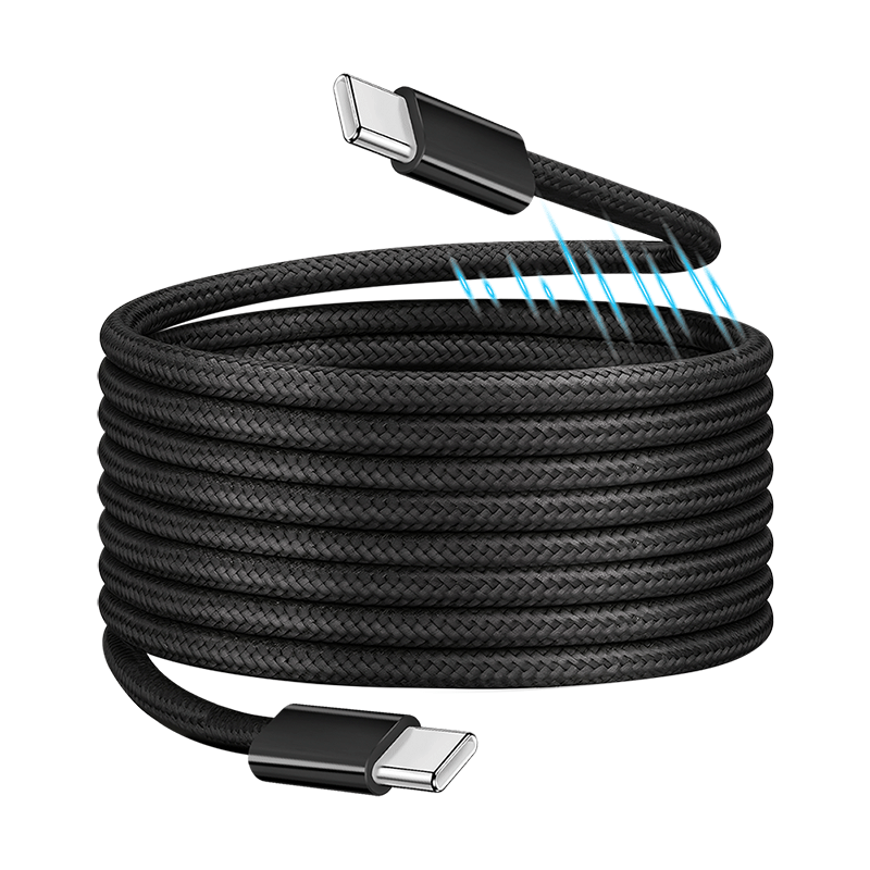 USB 2.0 Type-C cable, C/M to C/M, magnetic, 100W, nylon, black, 1.5 m