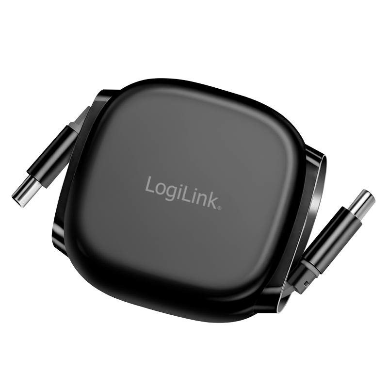 USB 2.0 Type-C cable, C/M to C/M, retractable, 480 Mbps, 60W, black, 1 m