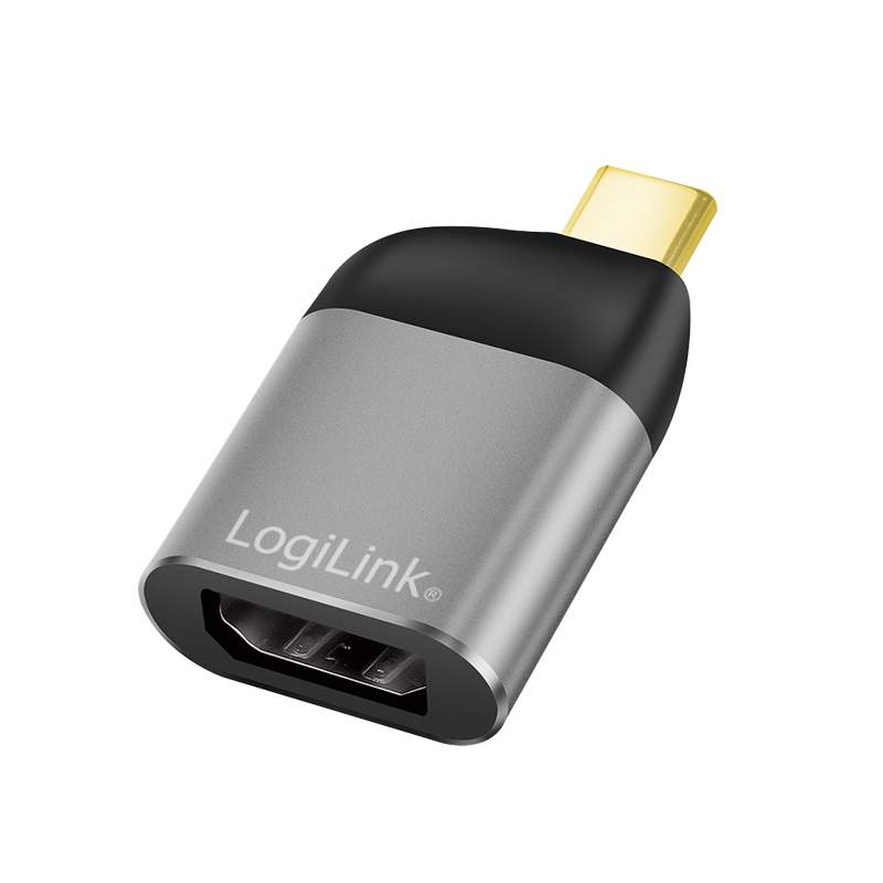 Adapter USB 3.2 Gen2 typu C, C/wtyk – DP/gniazdo, 8K/60 Hz, aluminium, czarno-szary