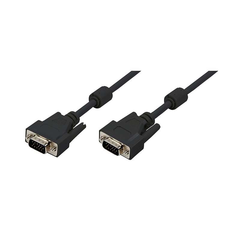 Kabel VGA, HD15/wtyk – HD15/wtyk, 1080p, 2x filtr ferrytowy, czarny, 20 m