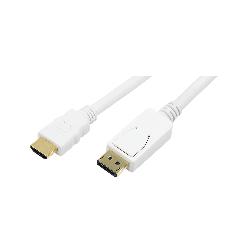 Kabel DisplayPort, wtyk DP–wtyk HDMI-A, 4K/30 Hz, biały, 2 m