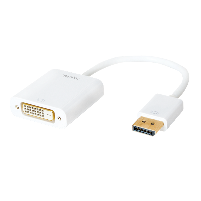 Kabel DisplayPort, DP/wtyk – DVI/gniazdo, 1080p, biały, 0.15 m