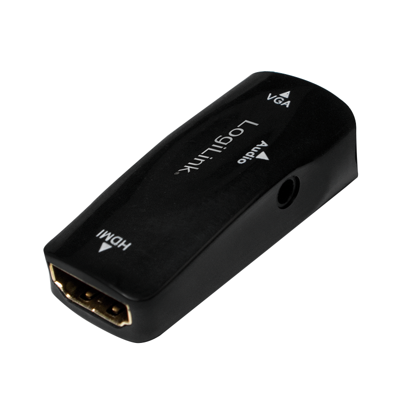 HDMI adapter, A/F to VGA/F + 3.5 mm/F, 1080p, black