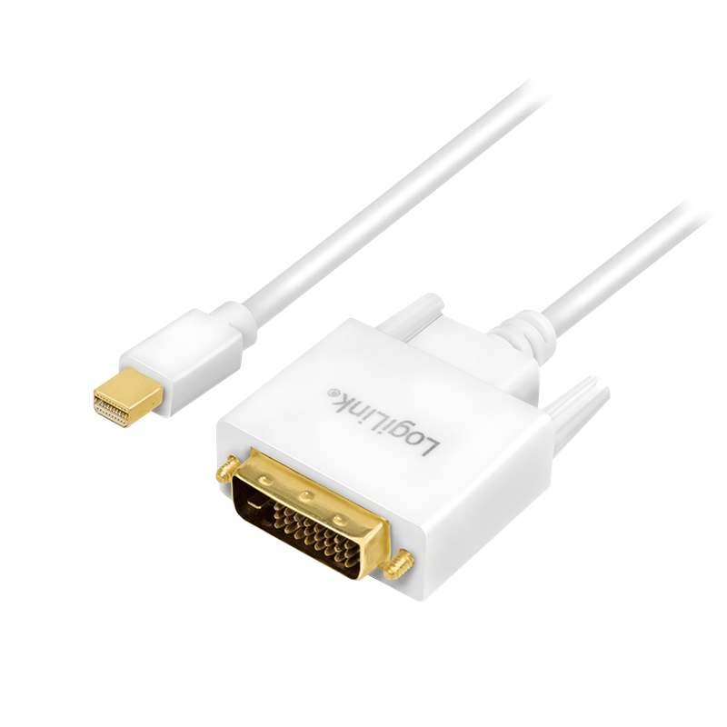 Kabel DisplayPort, mDP/wtyk – DVI/wtyk, 1080p, biały, 3 m