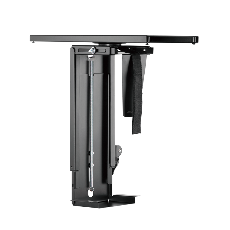 Uchwyt do komputera, do 10 kg, wys.: 300–510 mm, szer.: 88–203 mm, obrotowy, montaż pod biurkiem, czarny