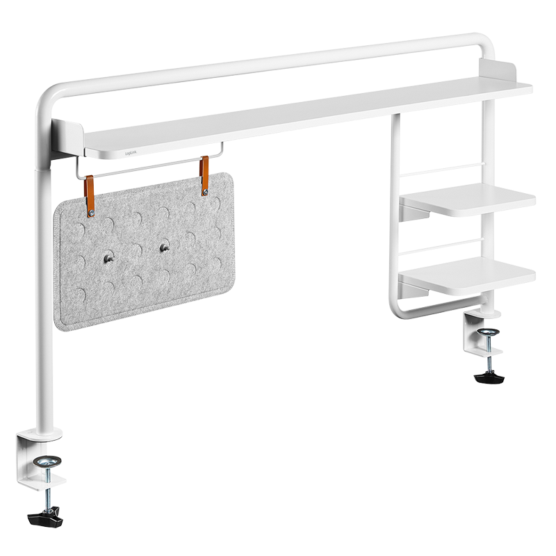 Clamp-on desktop tray, 1295 x 218 x 757 mm, white