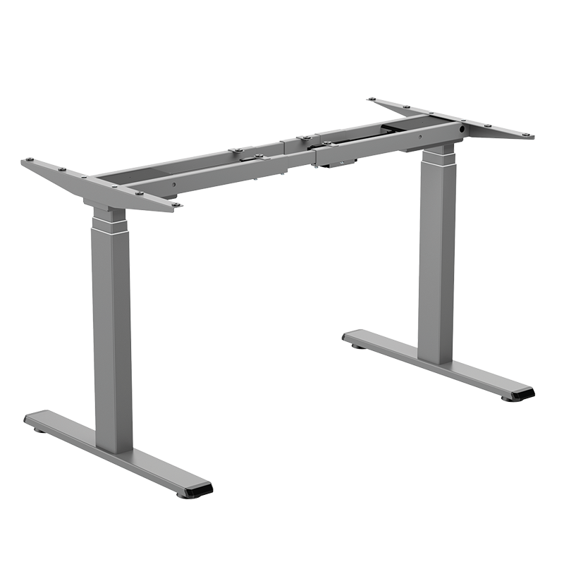 Electrically adjustable desk frame, 2 motors, 620–1280 mm, grey