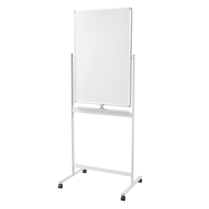 Whiteboard, 2-sided writable, 60x90 cm, on castors, aluminum frame