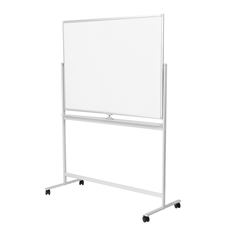 Whiteboard, 2-sided writable, 120x80 cm, on castors, aluminum frame