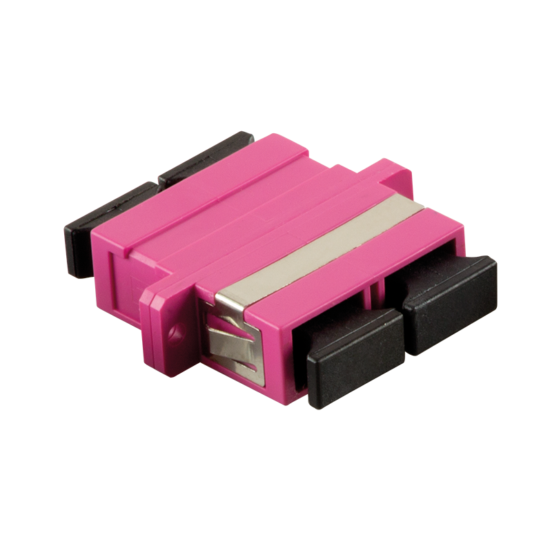 Fiber optic SC/SC duplex coupler with flange, violet — 1