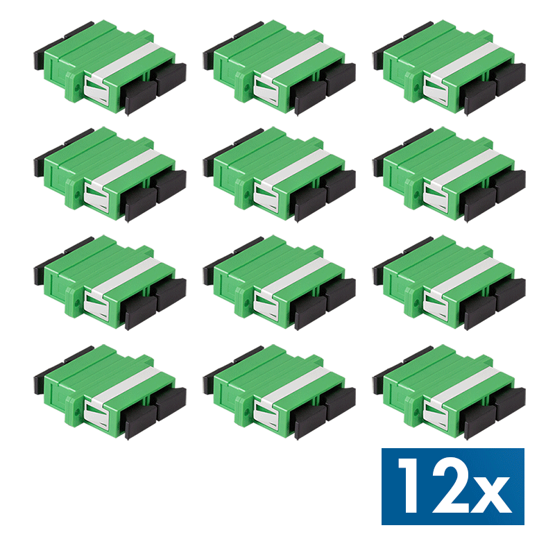 Fiber Adapter SC Duplex, 12 pieces, with flange, green (OS2)