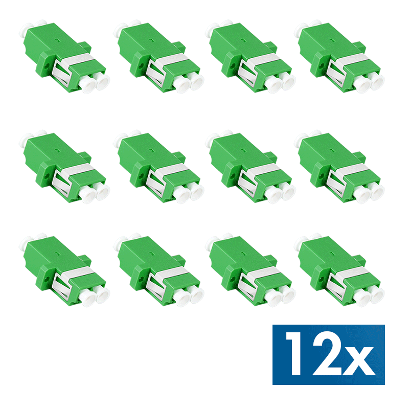 Fiber Adapter LC Duplex, 12 pieces, with flange, green (OS2)