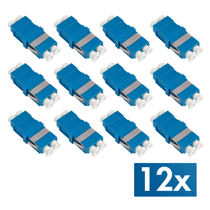 Fiber Adapter LC Duplex, 12 pieces, without flange, blue (OS2)
