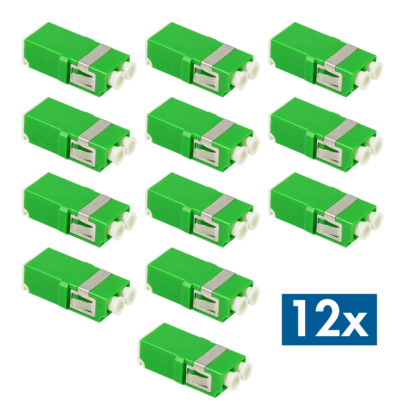 Fiber Adapter LC Duplex, 12 pieces, without flange, with internal laser protection