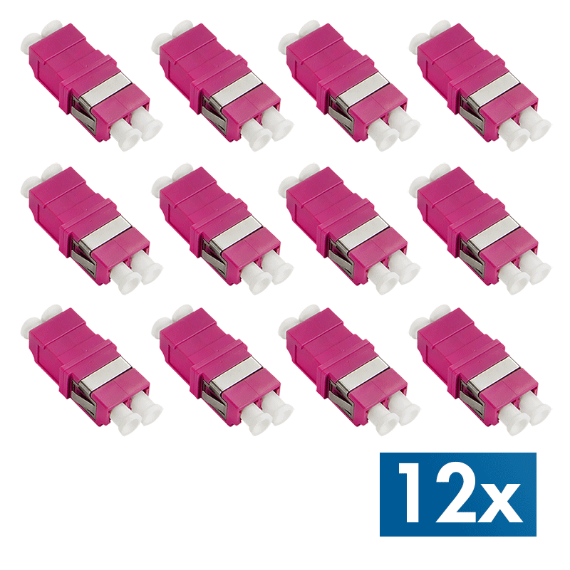 Fiber Adapter LC Duplex, 12 pieces, without flange, violet (OM4)