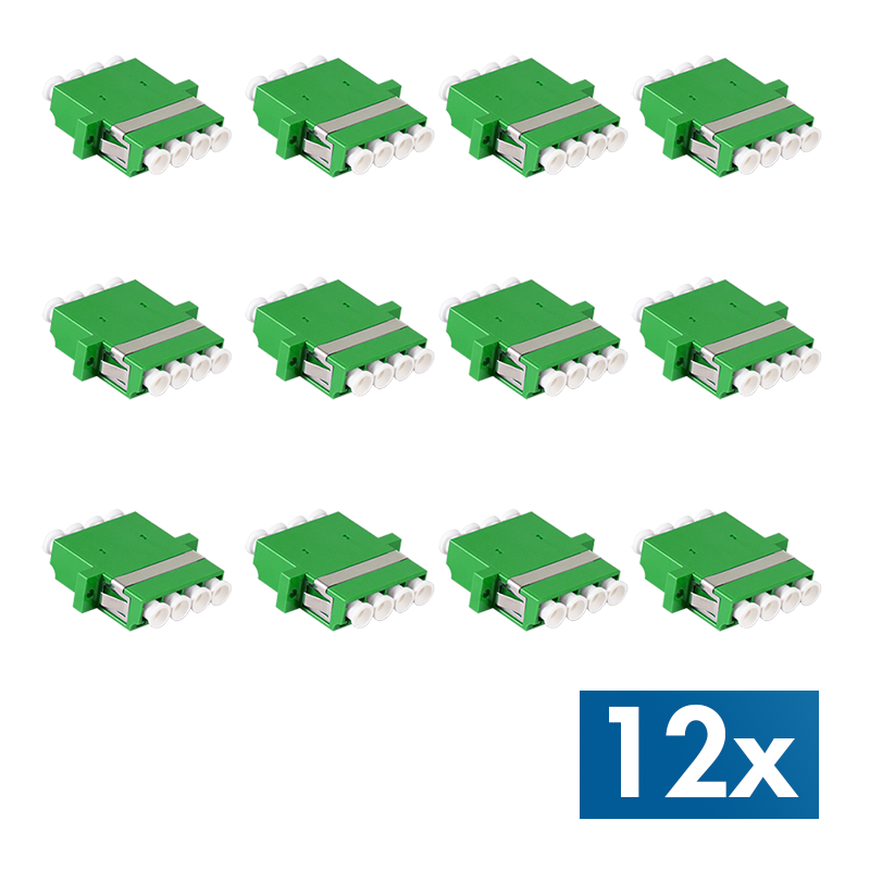 Fiber Adapter LC Quad, 12 pieces, with flange, green (OS2)