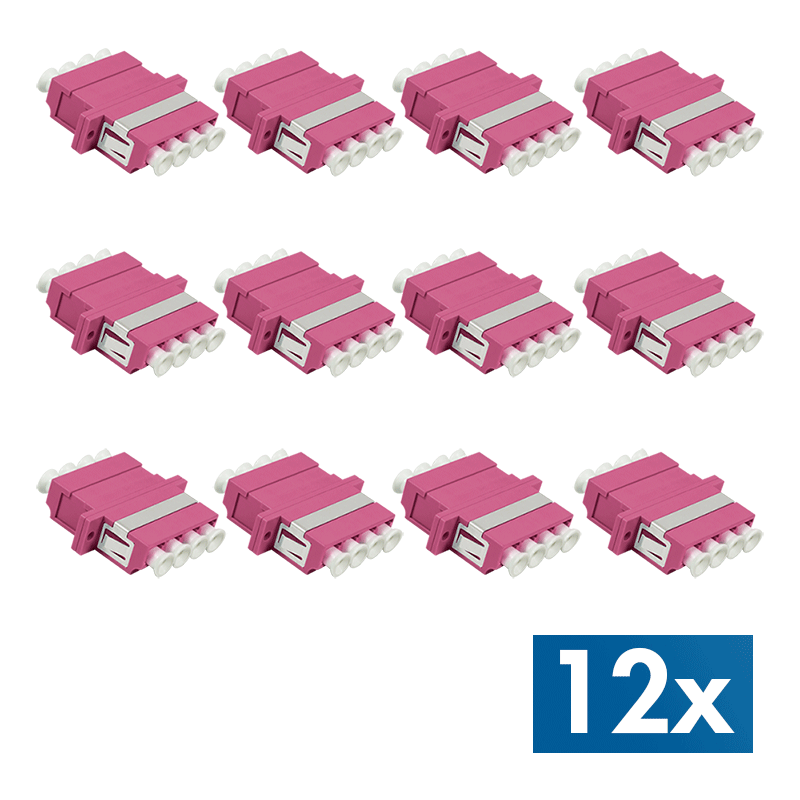 Fiber Adapter LC Quad, 12 pieces, with flange, violet (OM4)