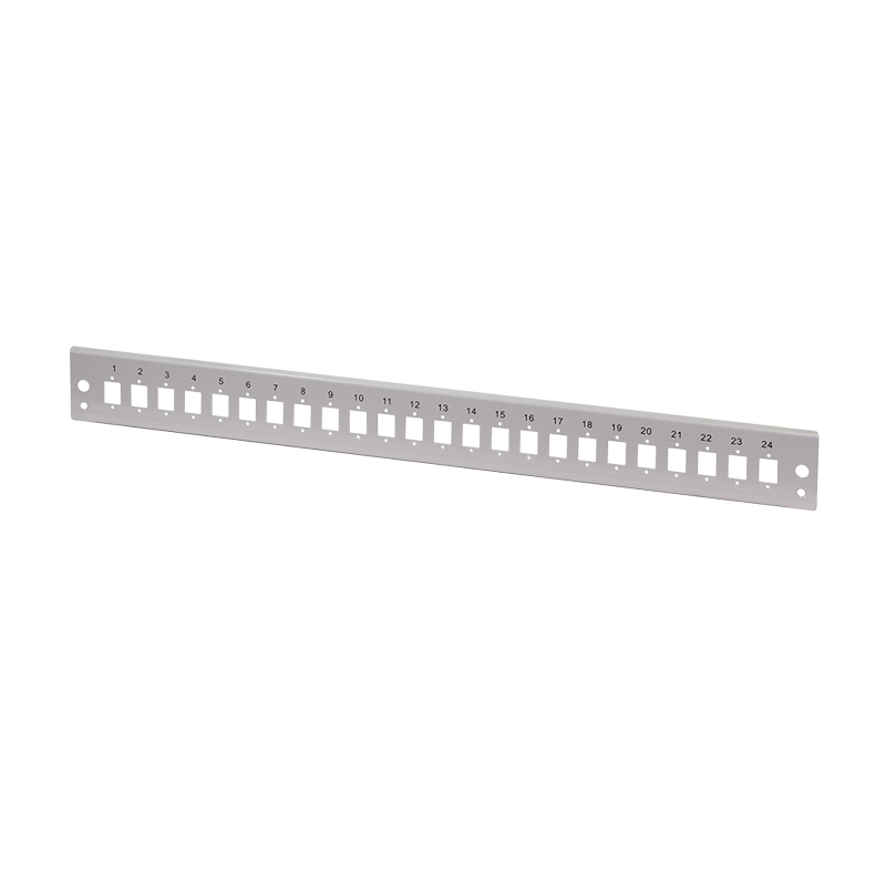 Front panel 24 x LC-Duplex or SC-Simplex for fiber optic patch panel, light grey